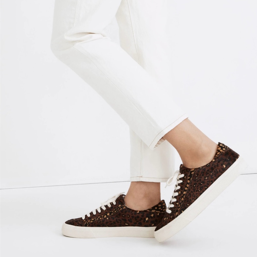 Madewell Sidewalk Low-Top Sneakers in Painted Leopard Colorblock Calf Hair